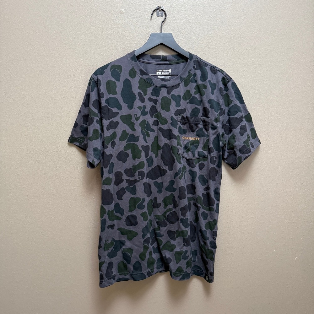 Carhartt Mens Relaxed Fit Camo Pocket T-Shirt Gray Green TK6894-M Size M